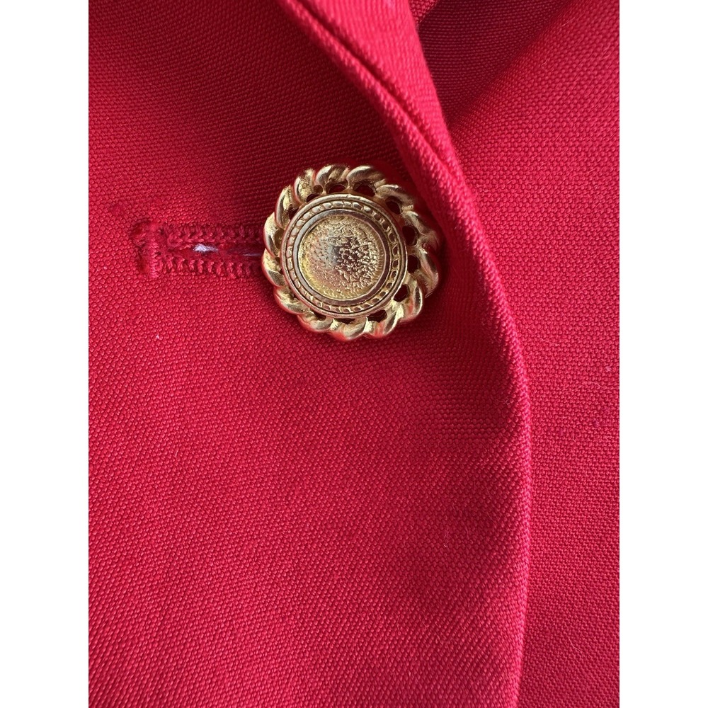 Vintage Christian Dior Red Cropped‎ 1980s Single Button Notched Lapel Jacket, M - Picture 2 of 6